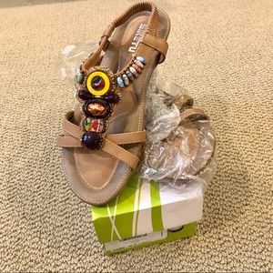 Women's Bohemian Beaded Ankle Strap Sandal
